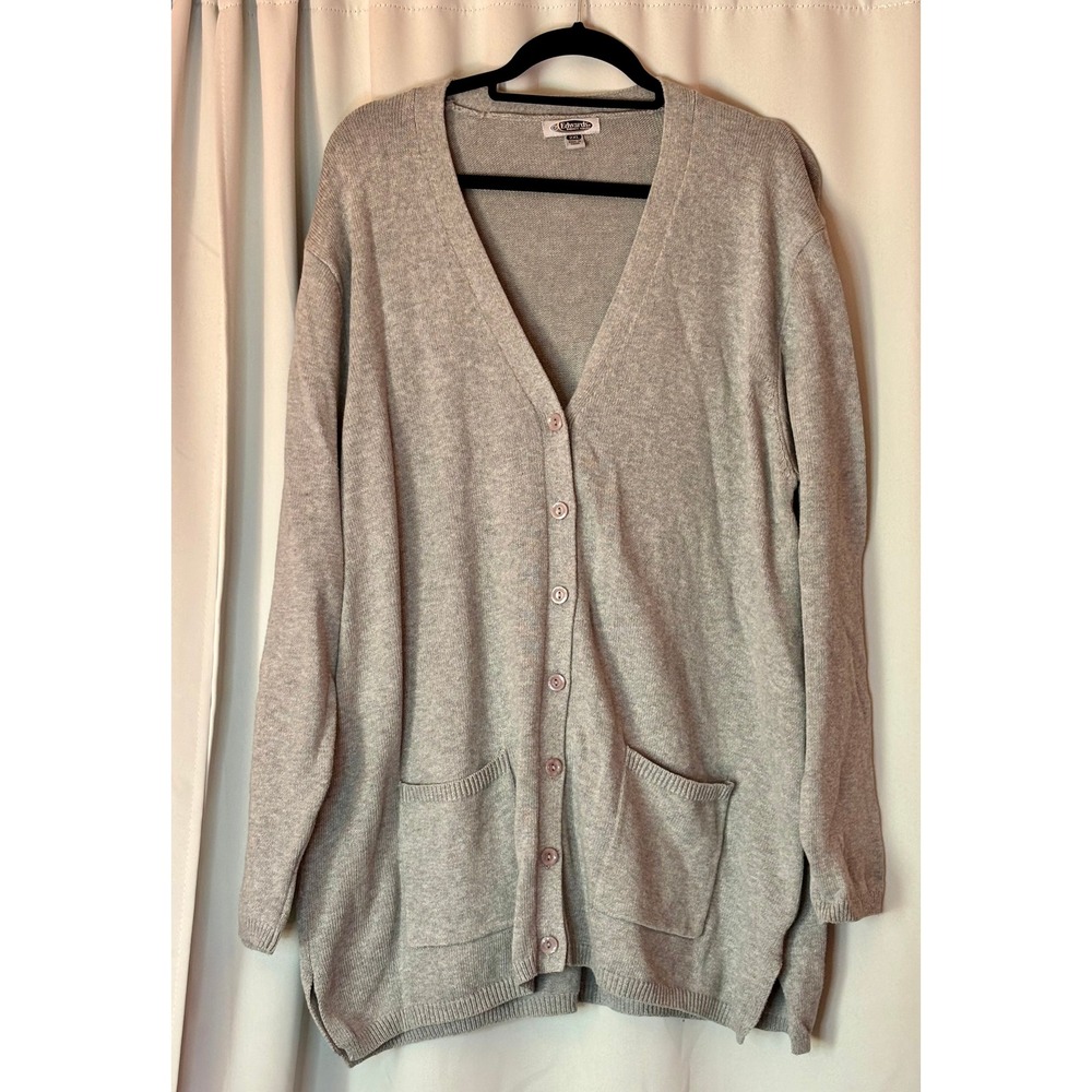 Edwards Andrew Rohan Cardigan Mens 2XL Gray V-Neck Oversized Grandpa Pocket